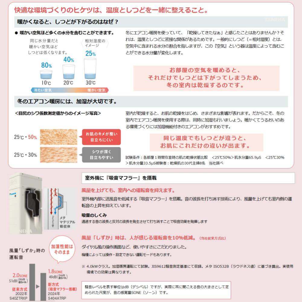 ルームエアコン RXシリーズ 2024年モデル 6畳程度 ホワイト S224ATRS-W ダイキン