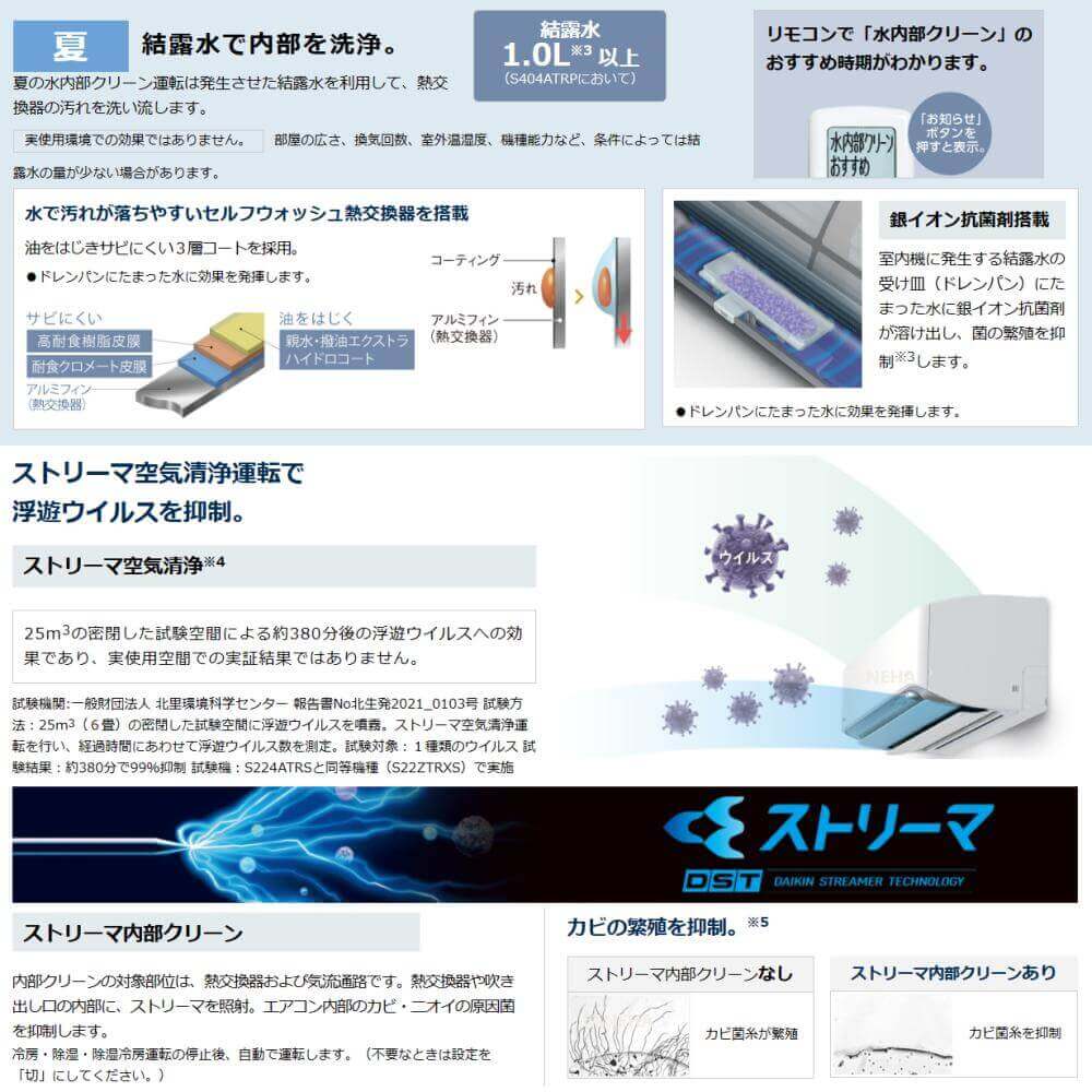 ルームエアコン RXシリーズ 2024年モデル 12畳程度 ホワイト S364ATRS-W ダイキン